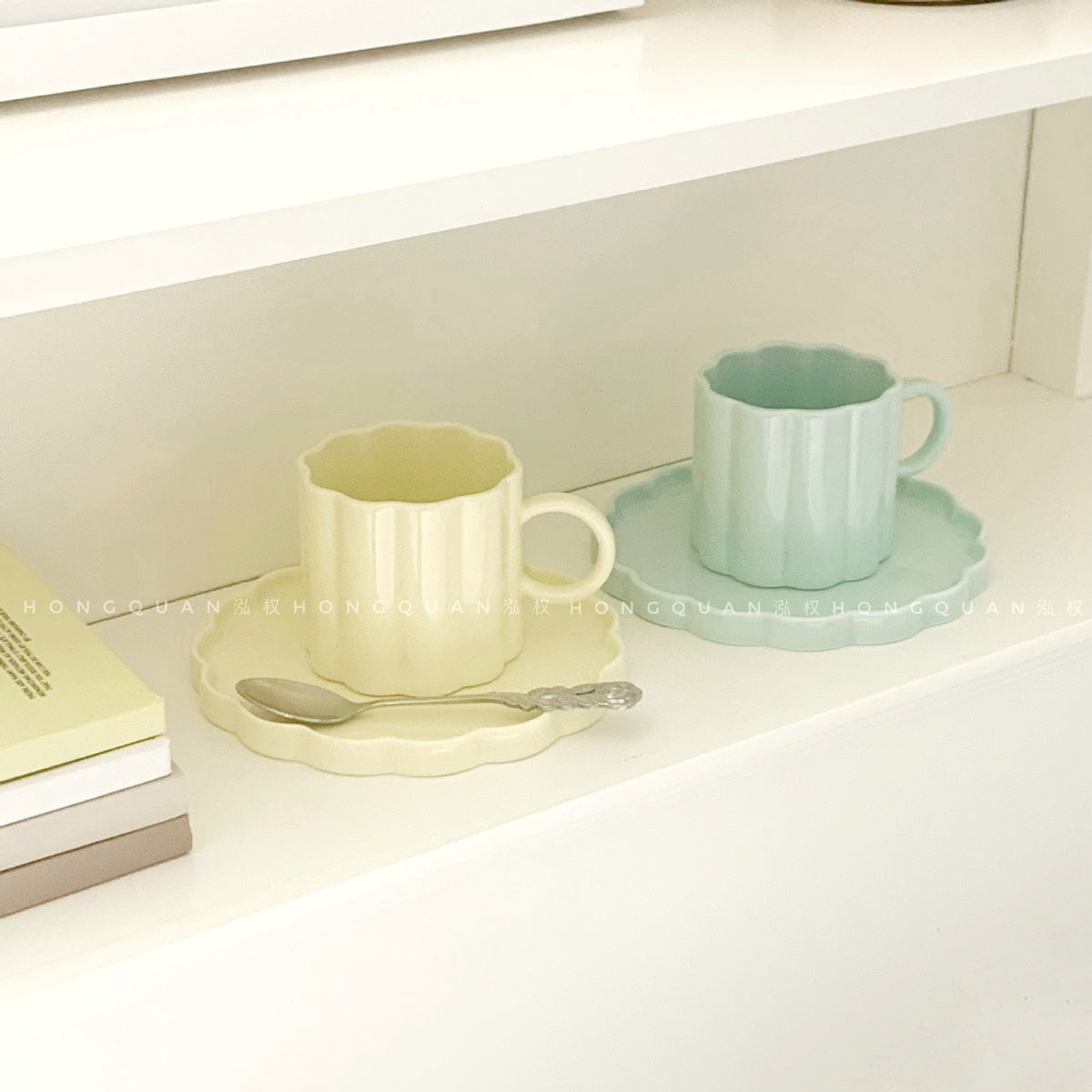 Macaron Color Series Ceramic Cup and Dish Set - Kitchen Decor