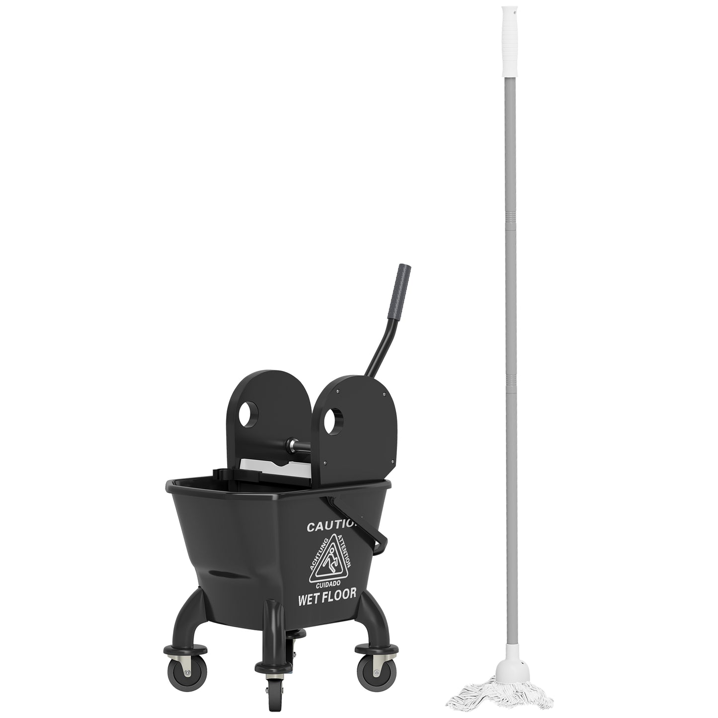 27.5 Quart Mop Bucket with Wringer on Wheels for Easy Cleaning