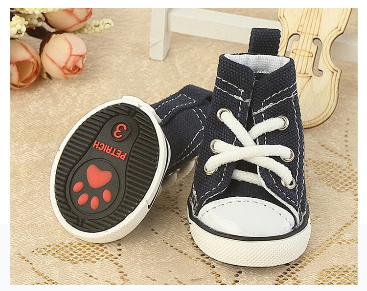 Breathable Denim Pet Shoes - Comfortable Canvas Dog Shoes for All Sizes