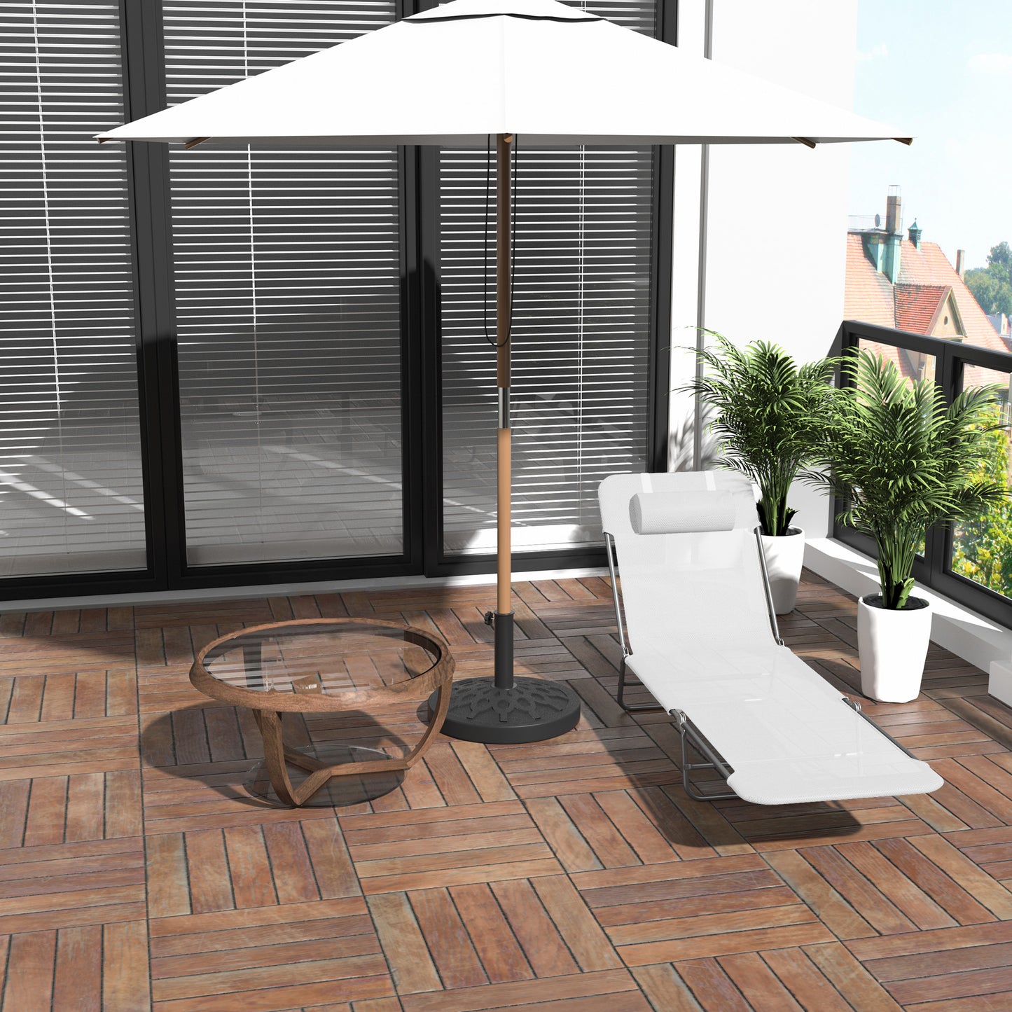 Folding Chaise Lounge Chair - Cream White Outdoor Recliner