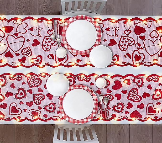 Lace Heart Table Runner - 13 x 72 Inch Valentine's Day Decor