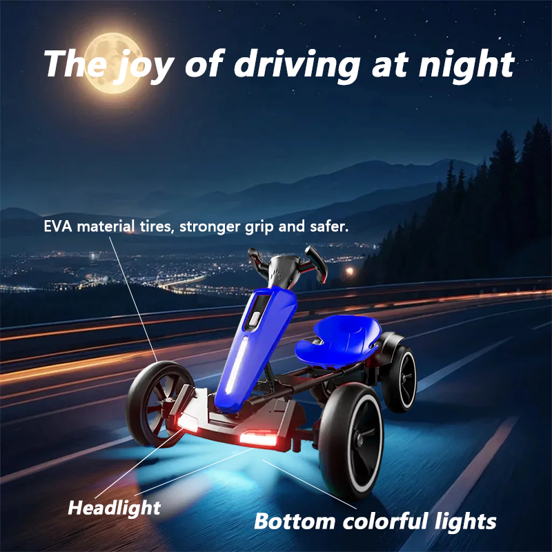 12V Electric Kids Pedal Go Kart - Adjustable Blue Ride-On Toy