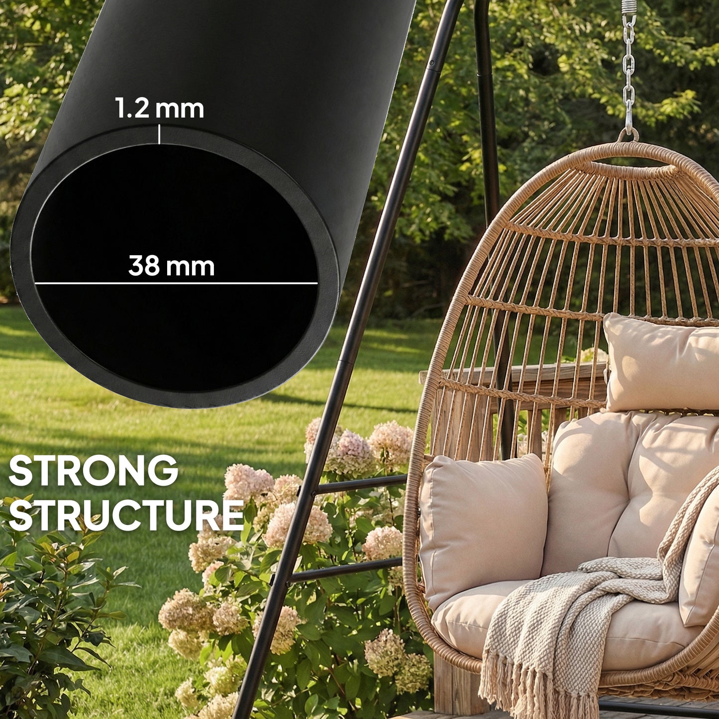 Hammock Chair Stand for Indoor & Outdoor Use - Black
