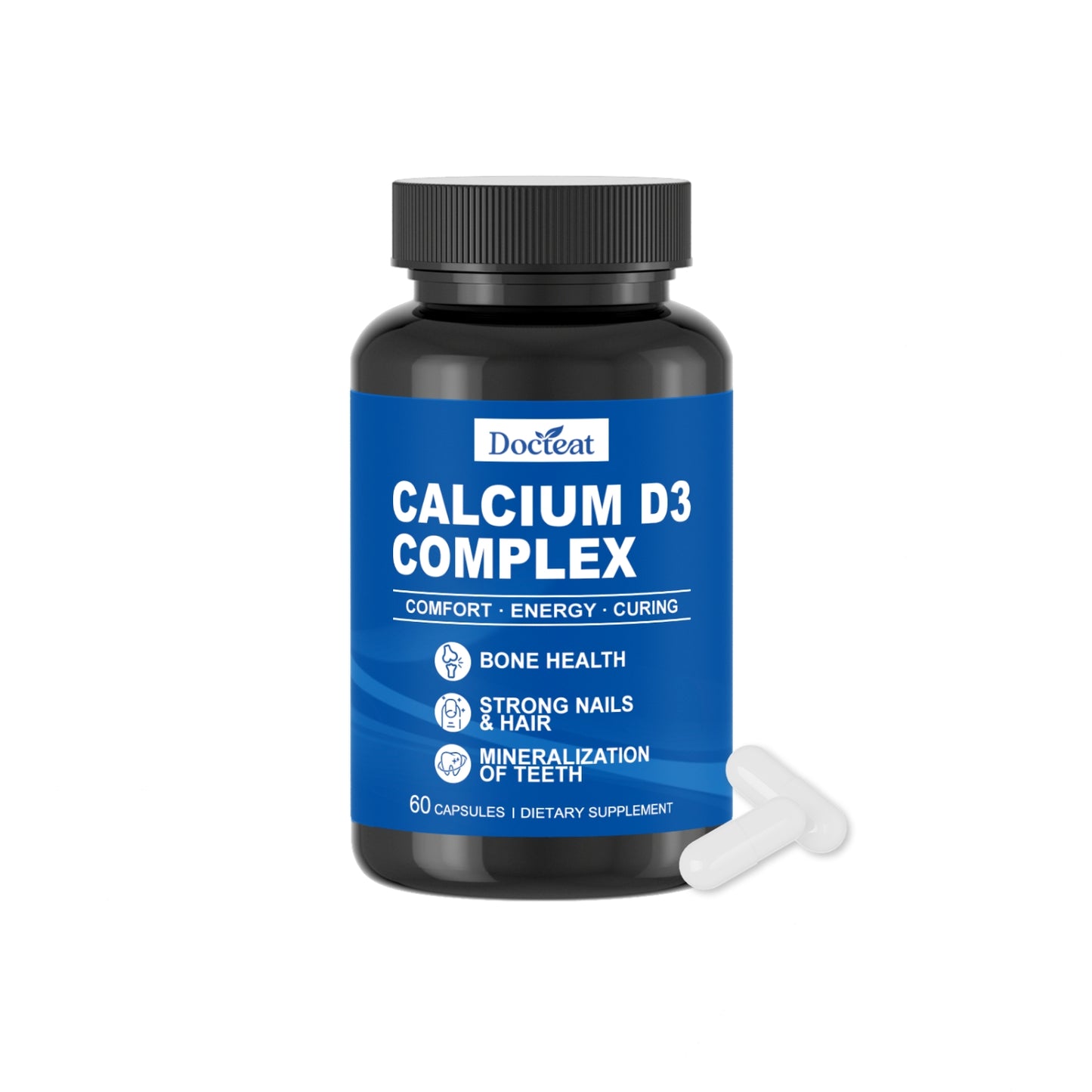 Vitamin D3 K2 Calcium Magnesium Zinc Biotin Dietary Supplement 60 Capsules