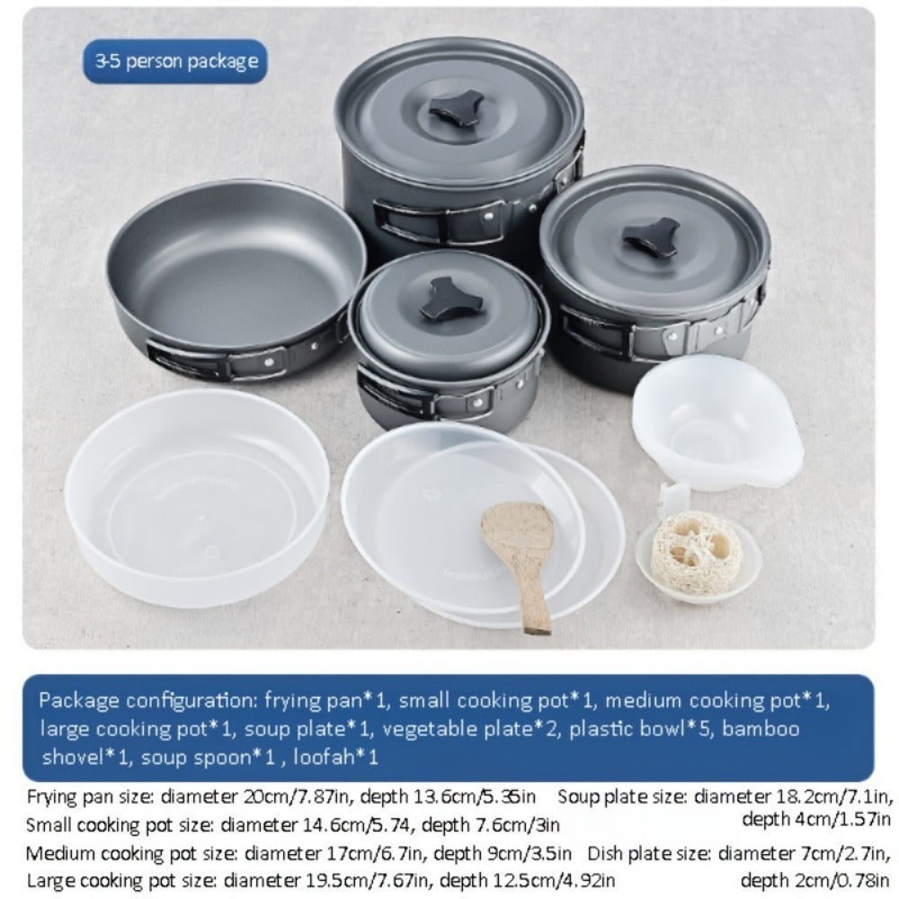 Camping Pot Set for 1-3 People - Folding Cookware for BBQ & Picnic