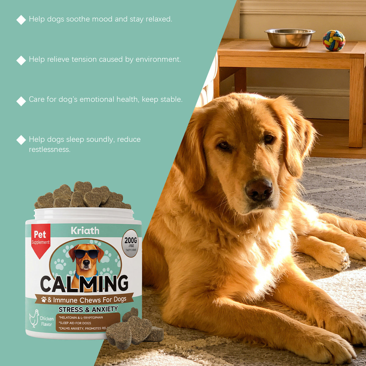 Dog Immune Support Chewable Tablets 200G - Sedative & Health Supplement