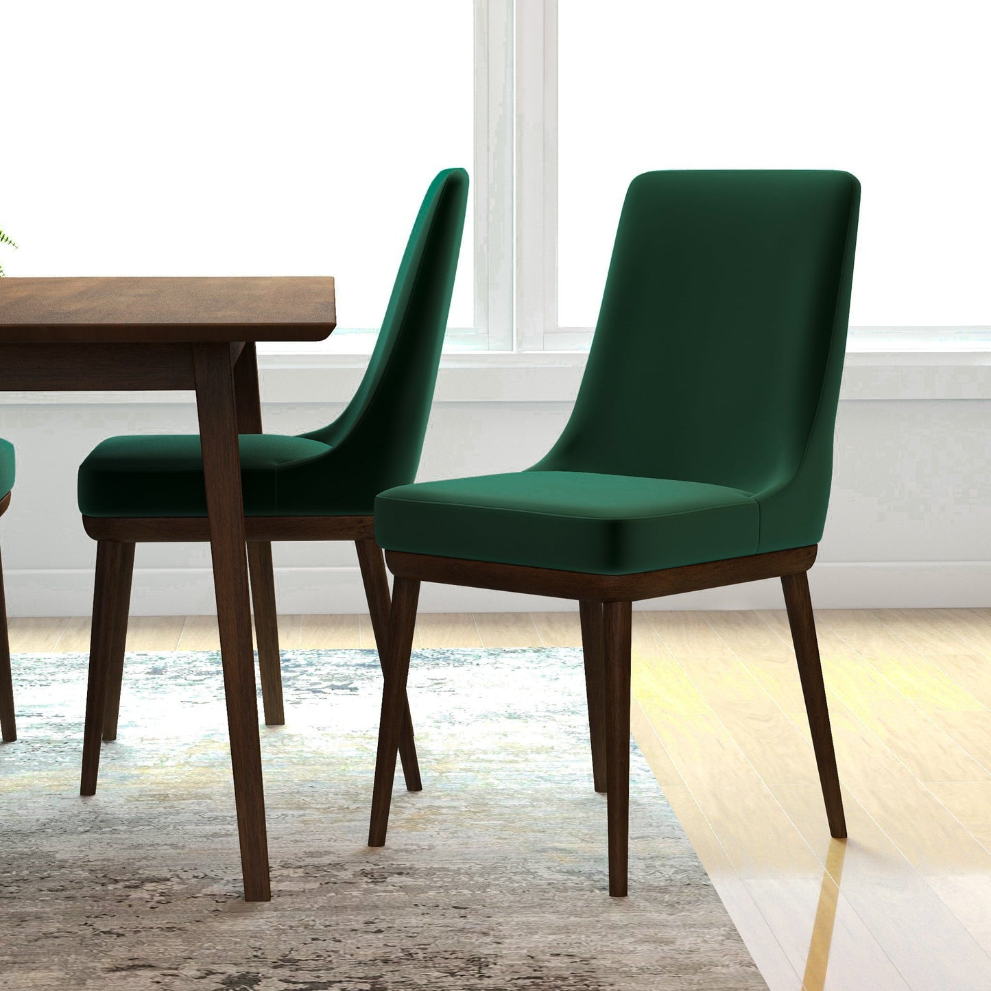 Kate Mid-Century Modern Dining Chairs Set of 2 - Velvet Upholstery