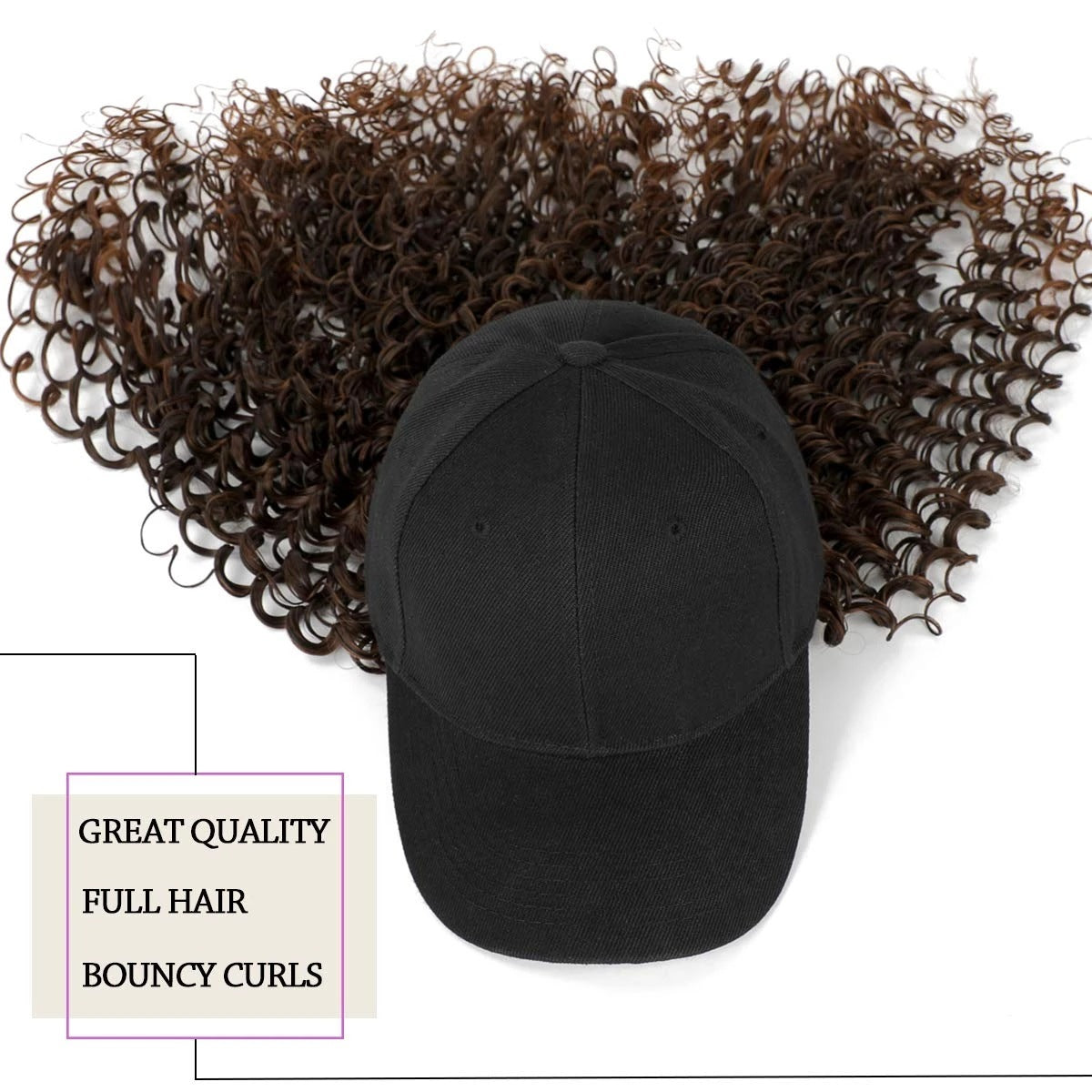 Women's Fashion Headgear with Hat and Wig - Natural Hair & Curl Styles