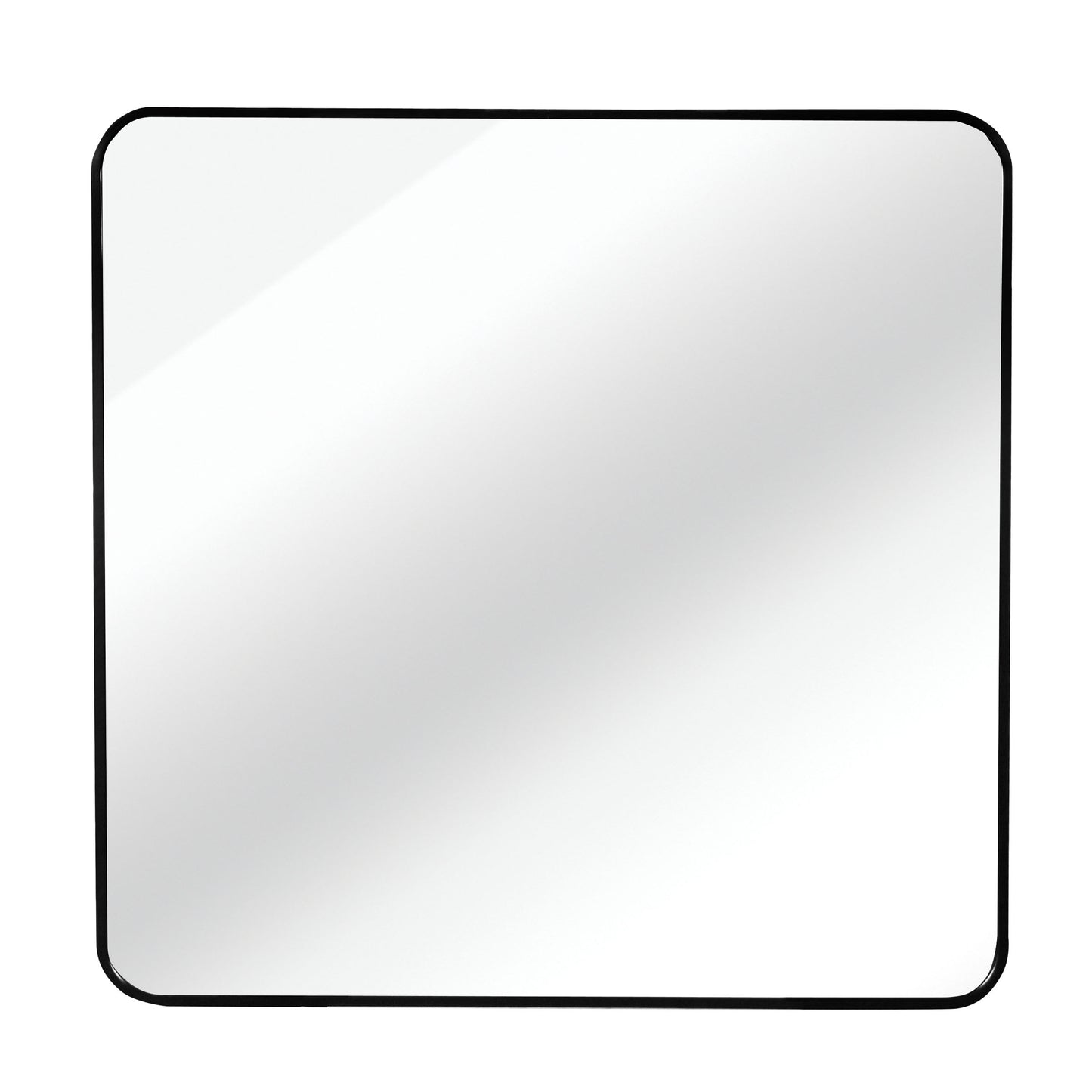 36-Inch Black Metal Framed Square Bathroom Wall Mirror