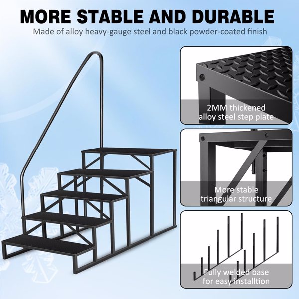 Heavy-Duty Pool Ladder with Handrail - 660Lb Capacity, Anti-Slip Steps, Above-Ground Pool Access