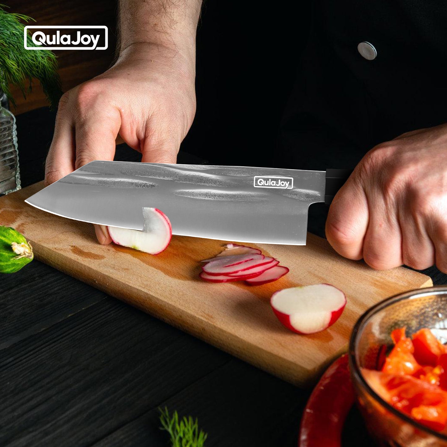 8-Inch Hand Forged Chef Knife - Swedish Sandvik Steel, Octagonal Handle