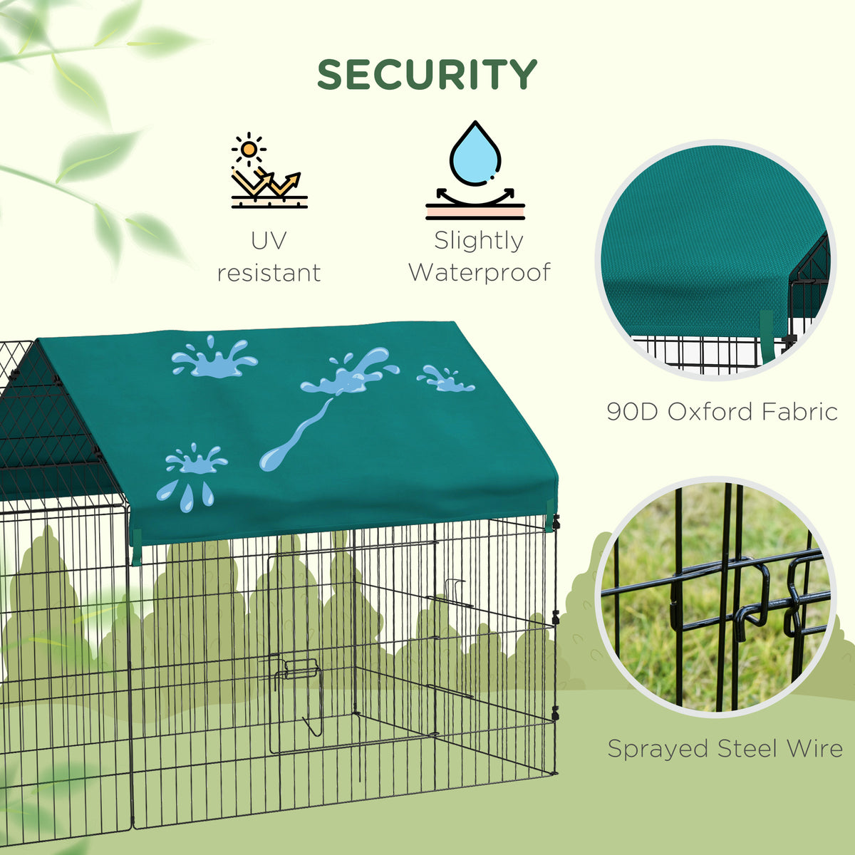 87-Inch Small Animal Playpen with Roof for Rabbits, Chickens, Chinchillas - Indoor & Outdoor Green