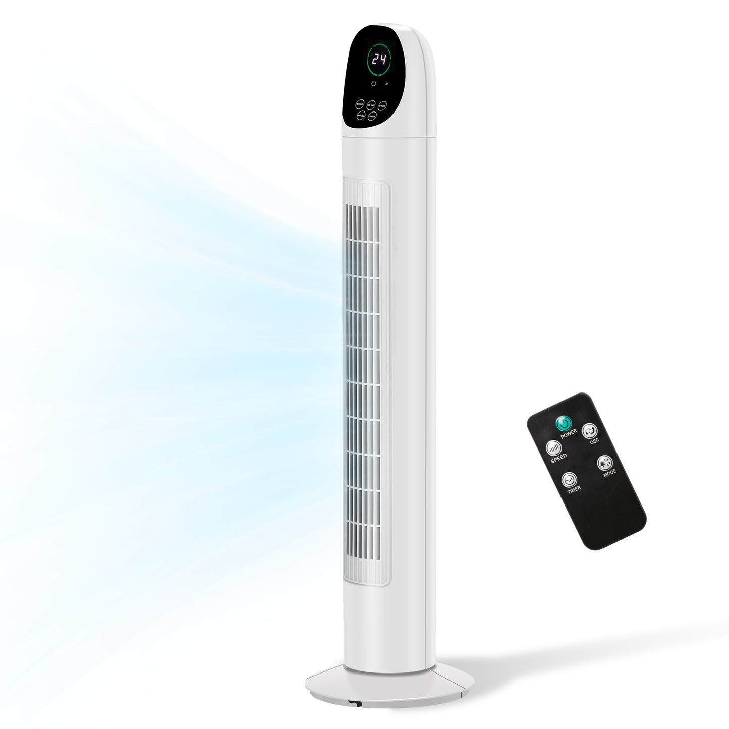 34 Inch Tower Fan with Remote Control and Digital LED Display - Quiet Space-Saving Floor Fan for Indoor Home and Bedroom Cooling