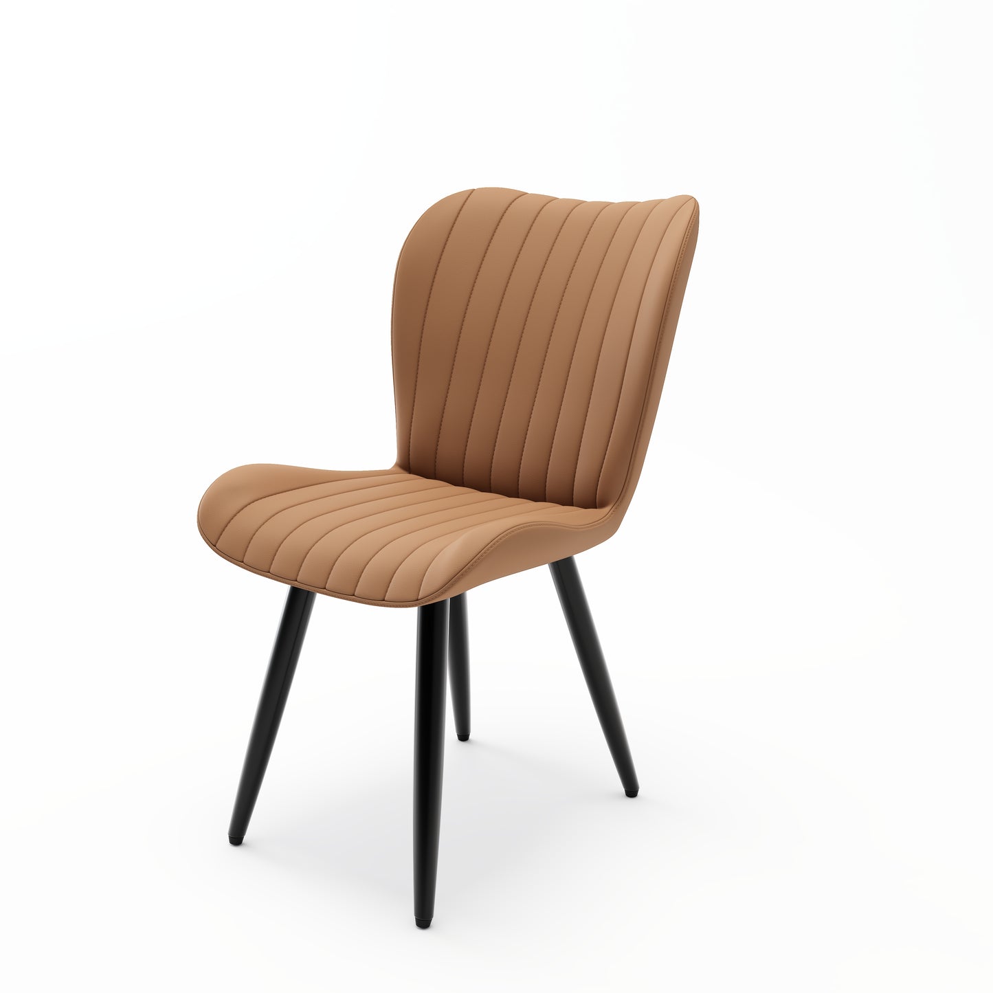 Modern PU Leather Dining Chairs - Set of 2, Brown