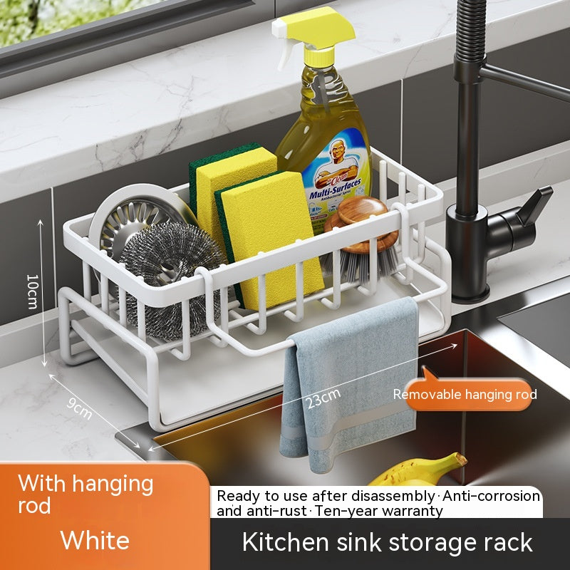 Multifunctional Kitchen Sink Drainage Basket Shelf - Black, Gray & White