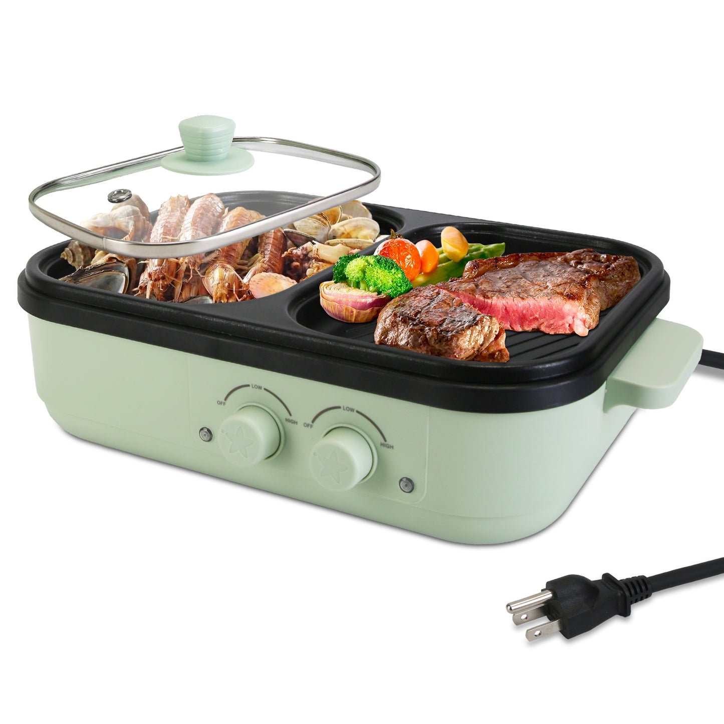 2-in-1 Electric Hot Pot & Grill - Portable Non-Stick Cooker