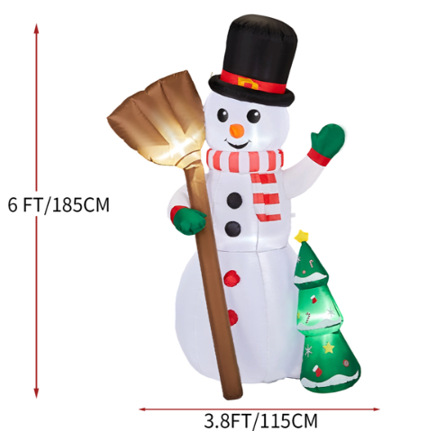 Christmas Inflatable Decoration - 6.2FT Snowman & Tree with LED Lights