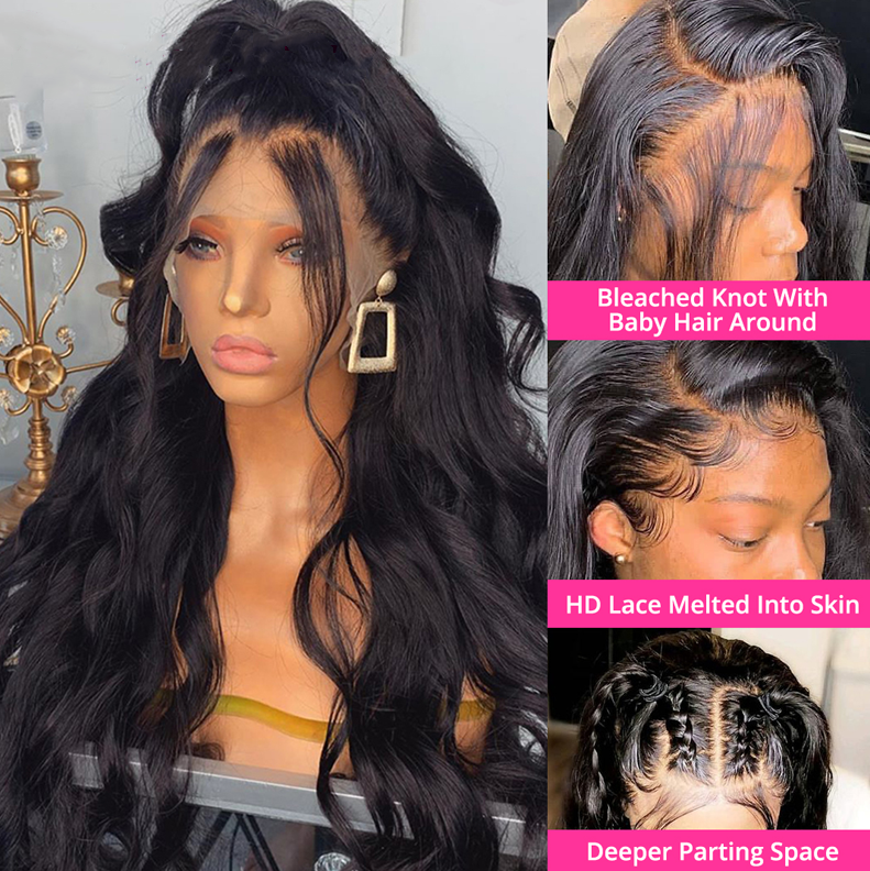 Long Wavy Lace Wig for Women - 100% Human Hair, 150% Density, 10-16 Inch Options