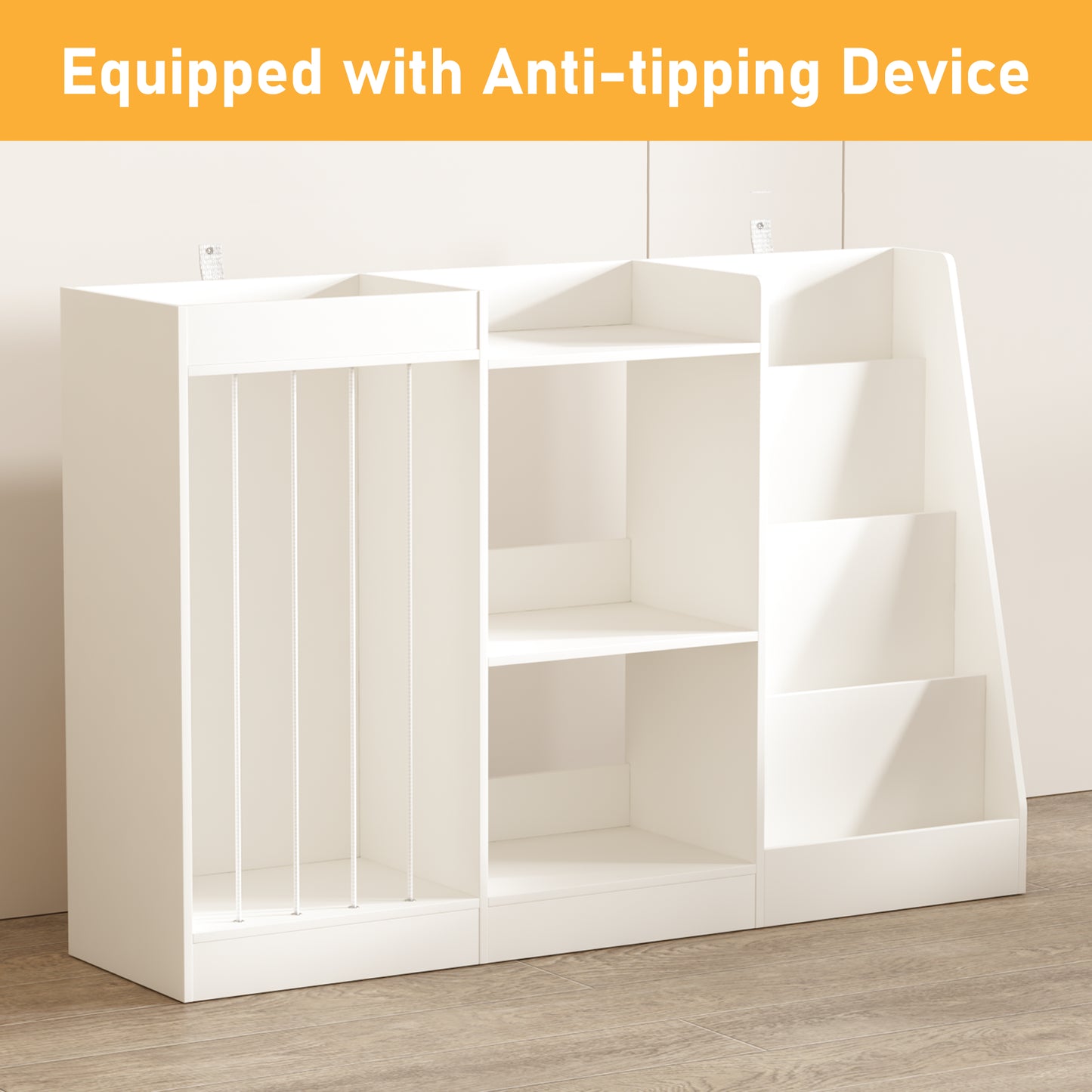 3-in-1 Kids Bookshelf and Toy Storage - White