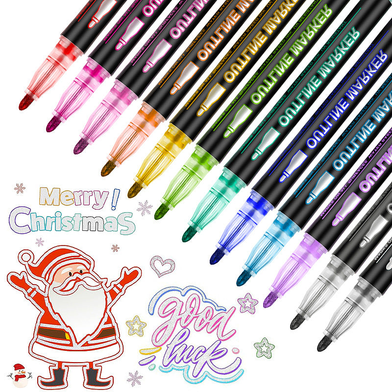 Double Line Outline Marker Set - 24 Color Options Available
