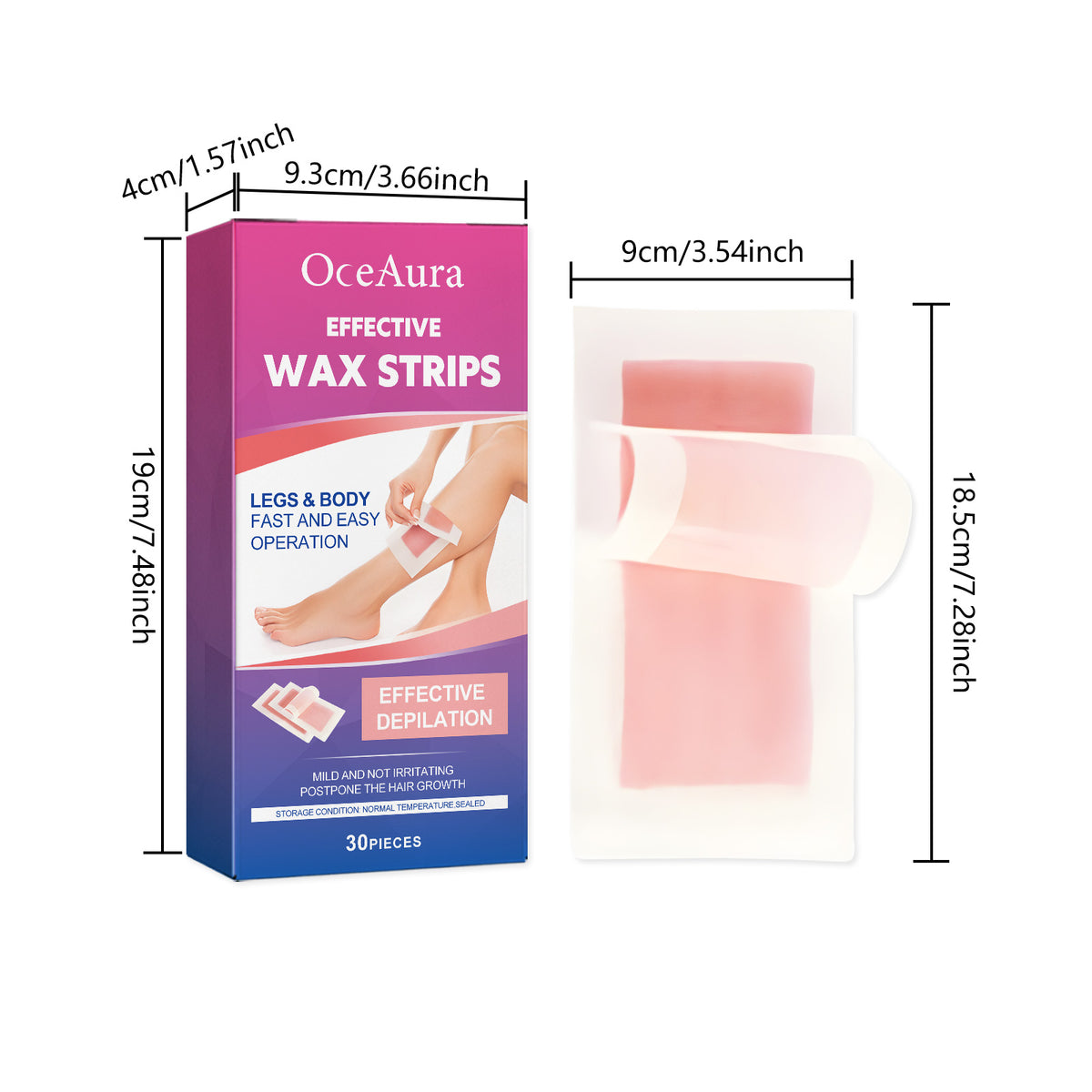 Rose Scented Hair Removal Wax Paper Strips 30pcs