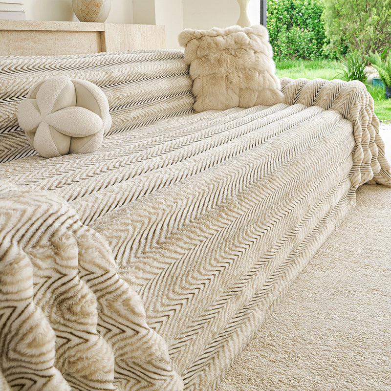 Non-Slip Thick Rabbit Fur Sofa Cover - Dustproof & Scratch-Resistant