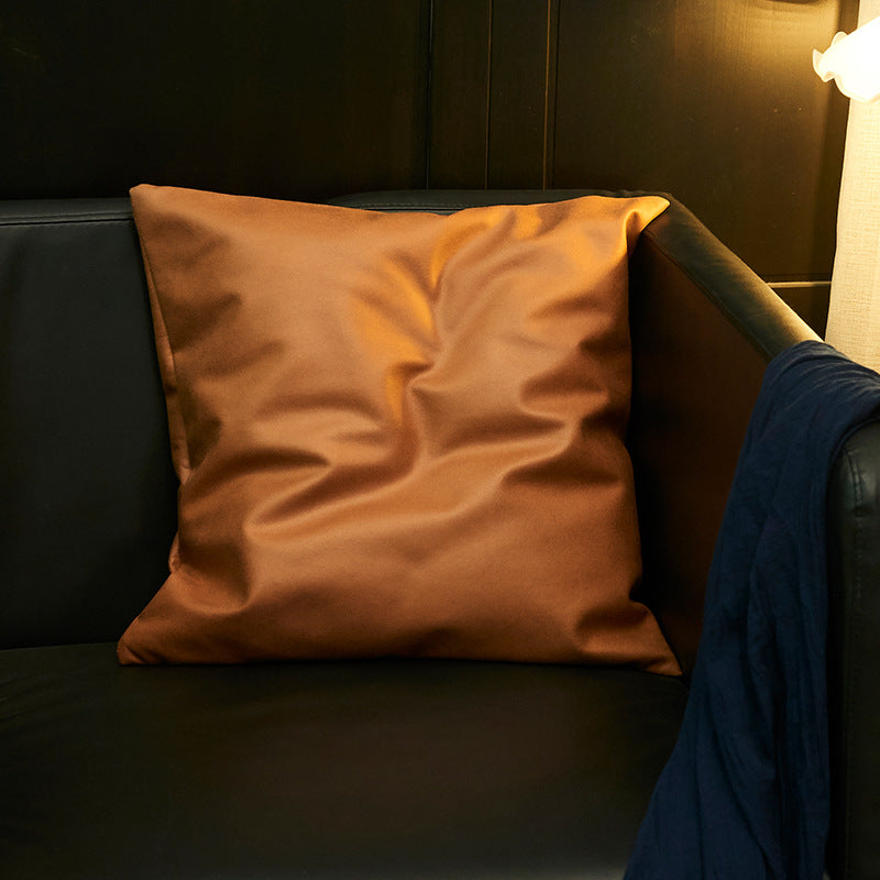 Modern Faux Leather Cushion Cover 45x45cm Solid Color Decorative Pillow Cover