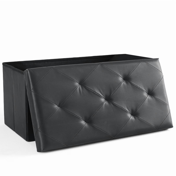 30 Inches Folding Ottoman With Storage Bench, Foot Rest Stool, End Of