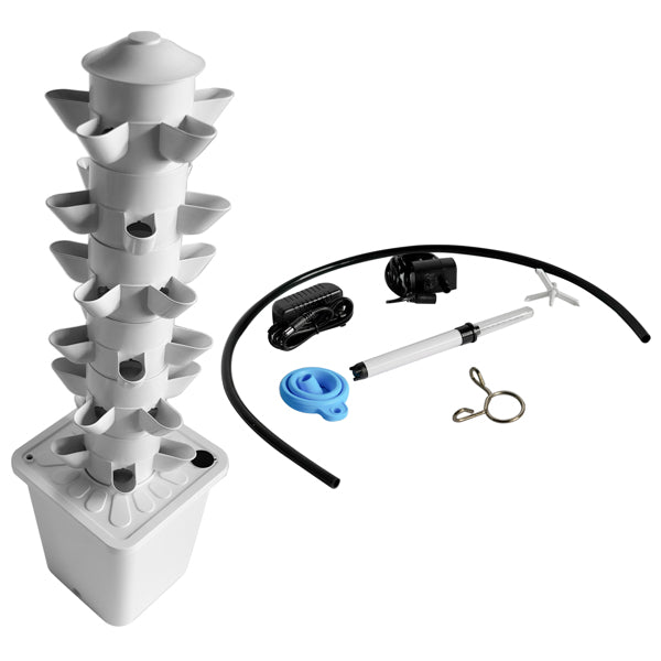 Indoor Hydroponic Planting System - Vertical Tower Garden for 30 Plants, White