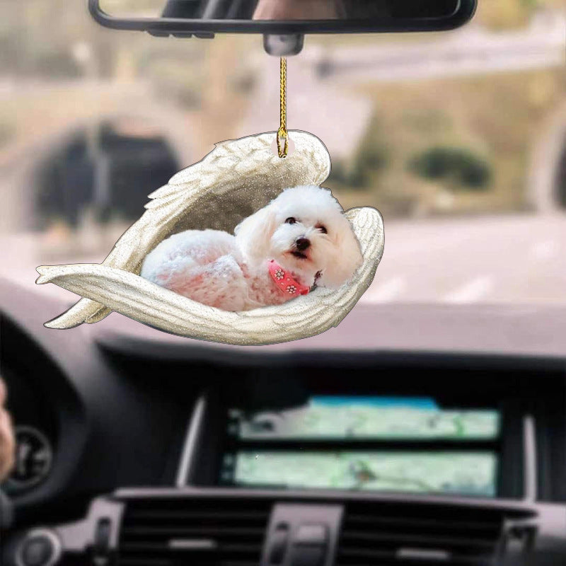 Lazy Dog Pendant Keychain Ornament with Colorful Acrylic Design