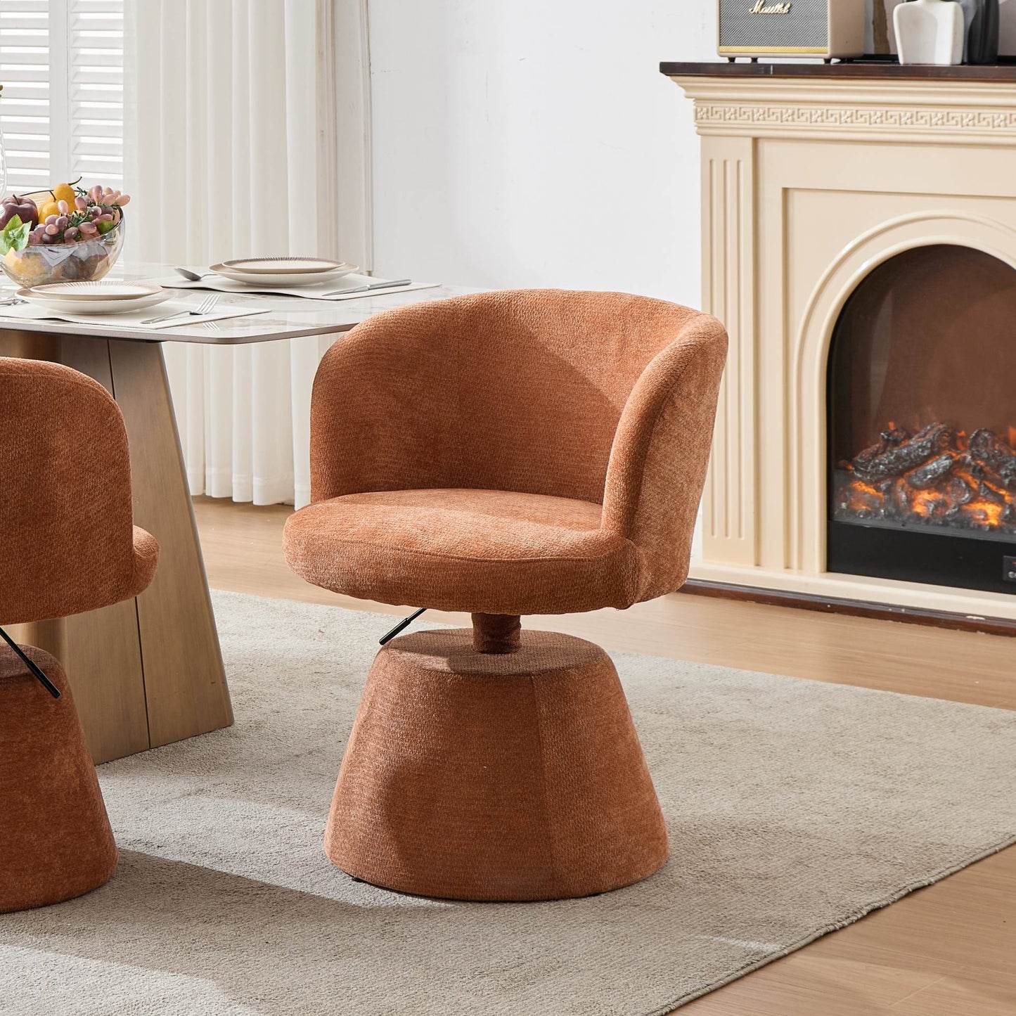 Adjustable Height 360 Swivel Bar Stool, Modern Chenille Upholstered