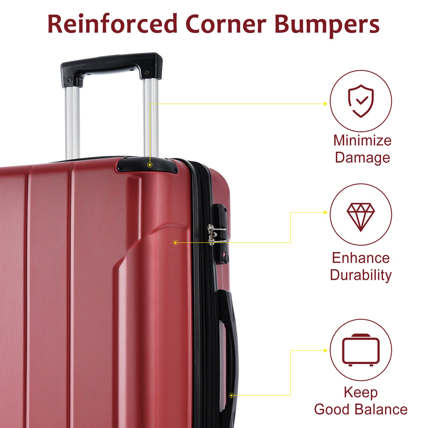 28-Inch Expandable Hardshell Luggage - Lightweight Red Suitcase