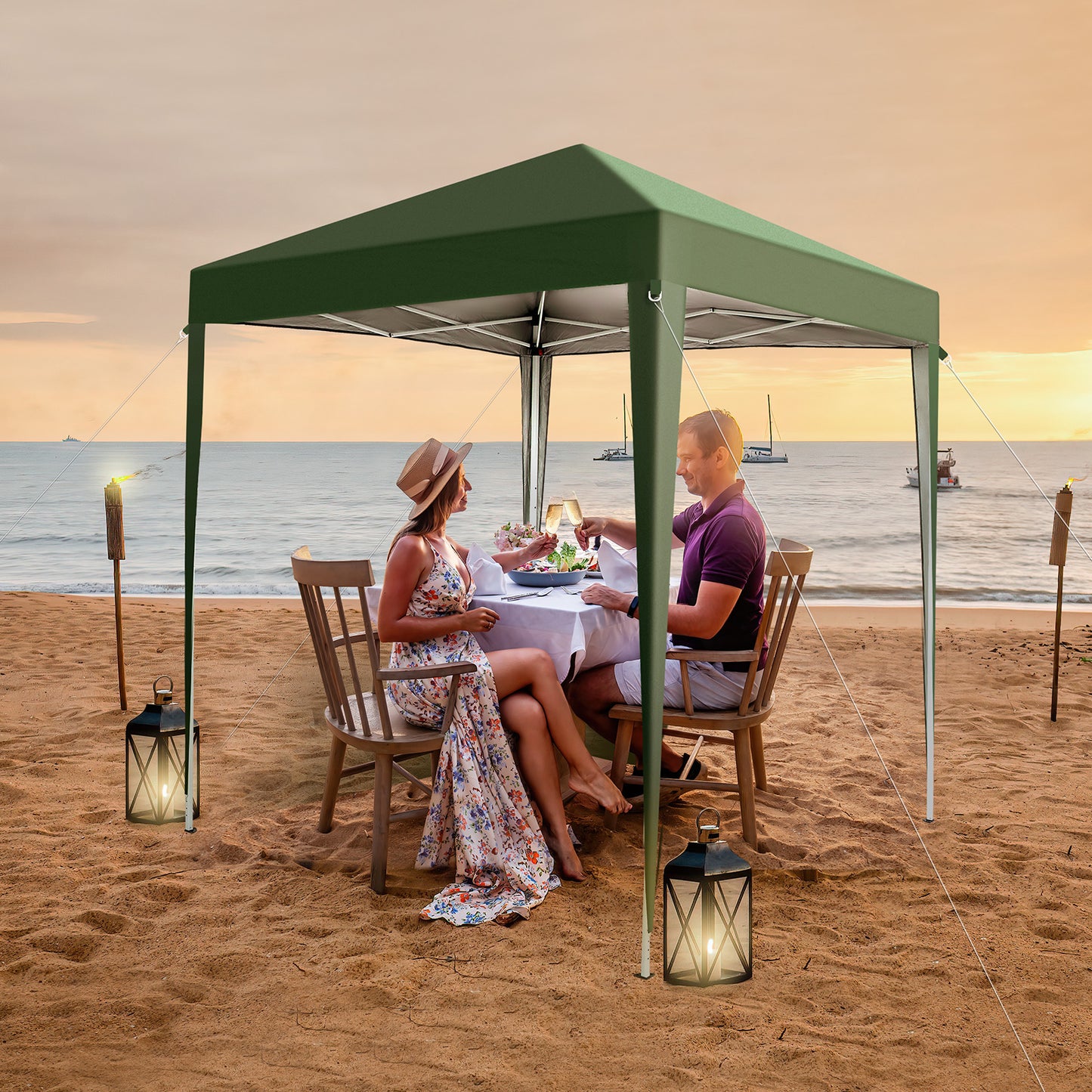 Green Waterproof Folding Tent - 2x2m for Outdoor Events