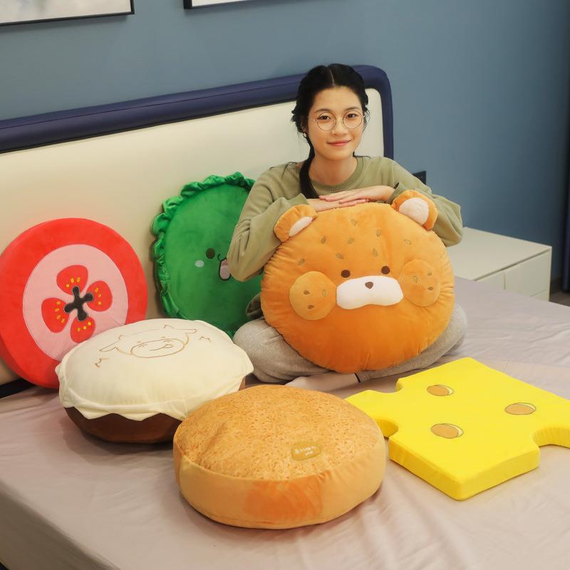 Cartoon Hamburger Pillow Cushion Bed Backrest - Removable & Washable