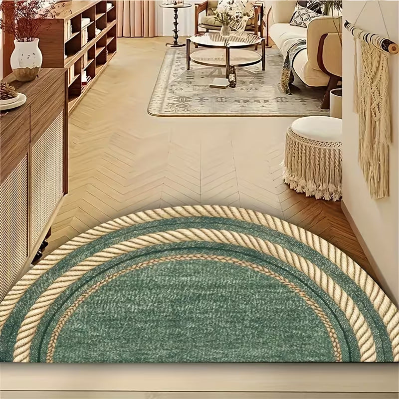 Crystal Velvet Semi-Circular Anti-Fouling Floor Mat - Multiple Sizes & Styles