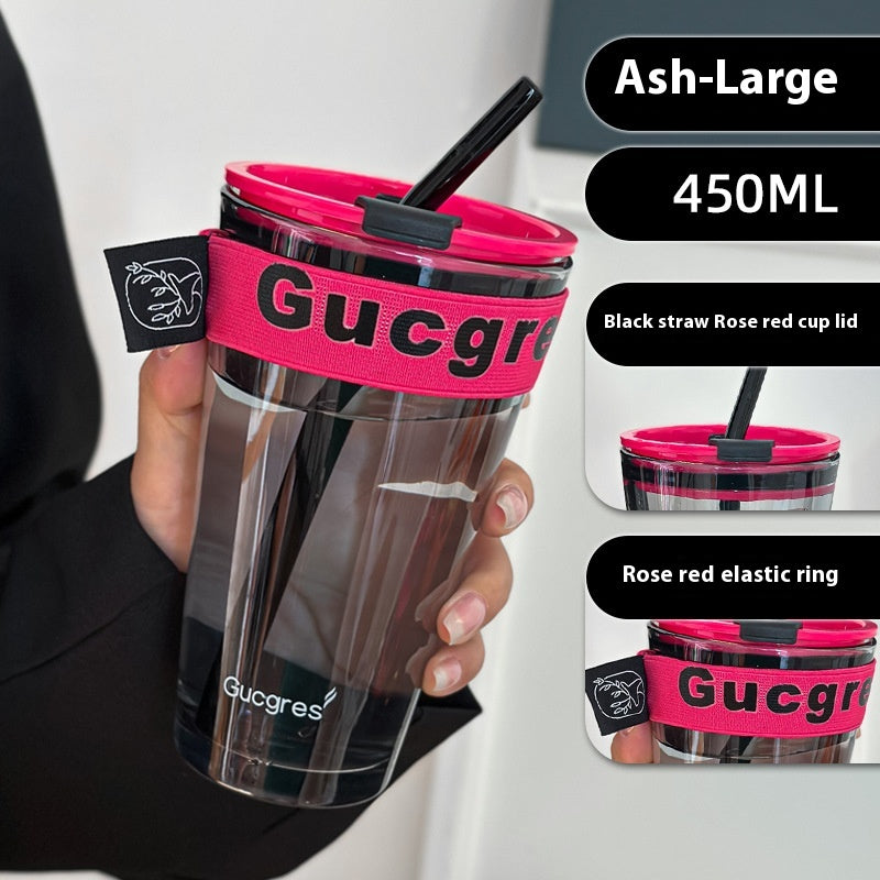 Portable Coffee Cup with Rose Red Design, Leak-Proof & Heat Insulated