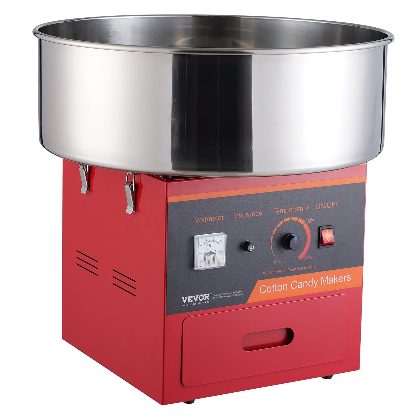 Electric Cotton Candy Machine 1000W Commercial Candy Floss Maker with Stainless Steel Bowl