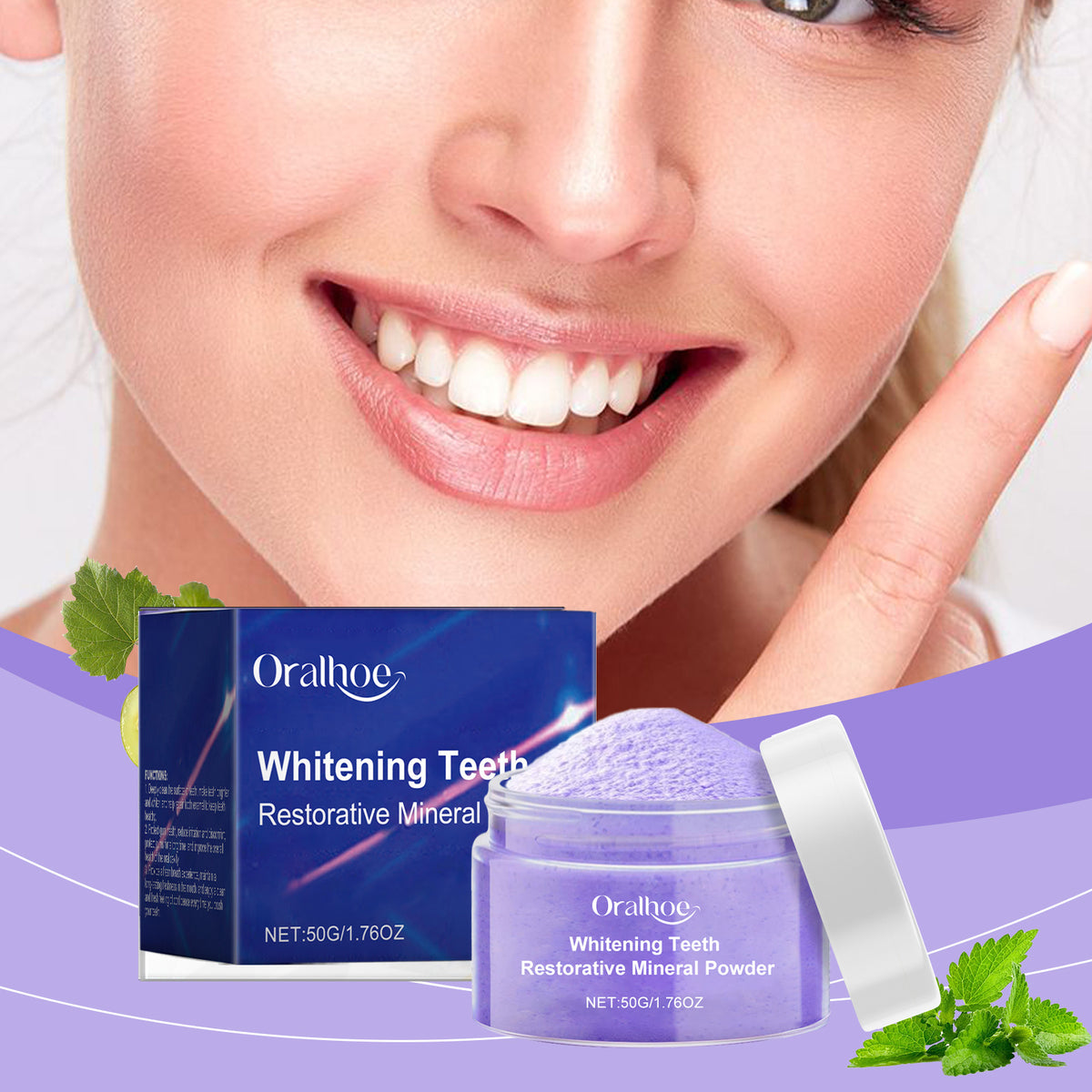 Purple Toothpowder Natural Oral Cleaning 50g Gentle Whitening & Fresh Breath