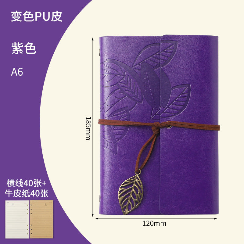 Vintage Travel Notebook - Loose Leaf Diary with Imitation Leather Cover