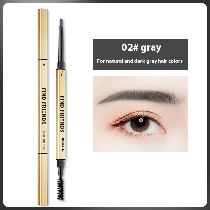 Waterproof Double-Headed Automatic Eyebrow Pencil - Smear-Proof, Natural Finish