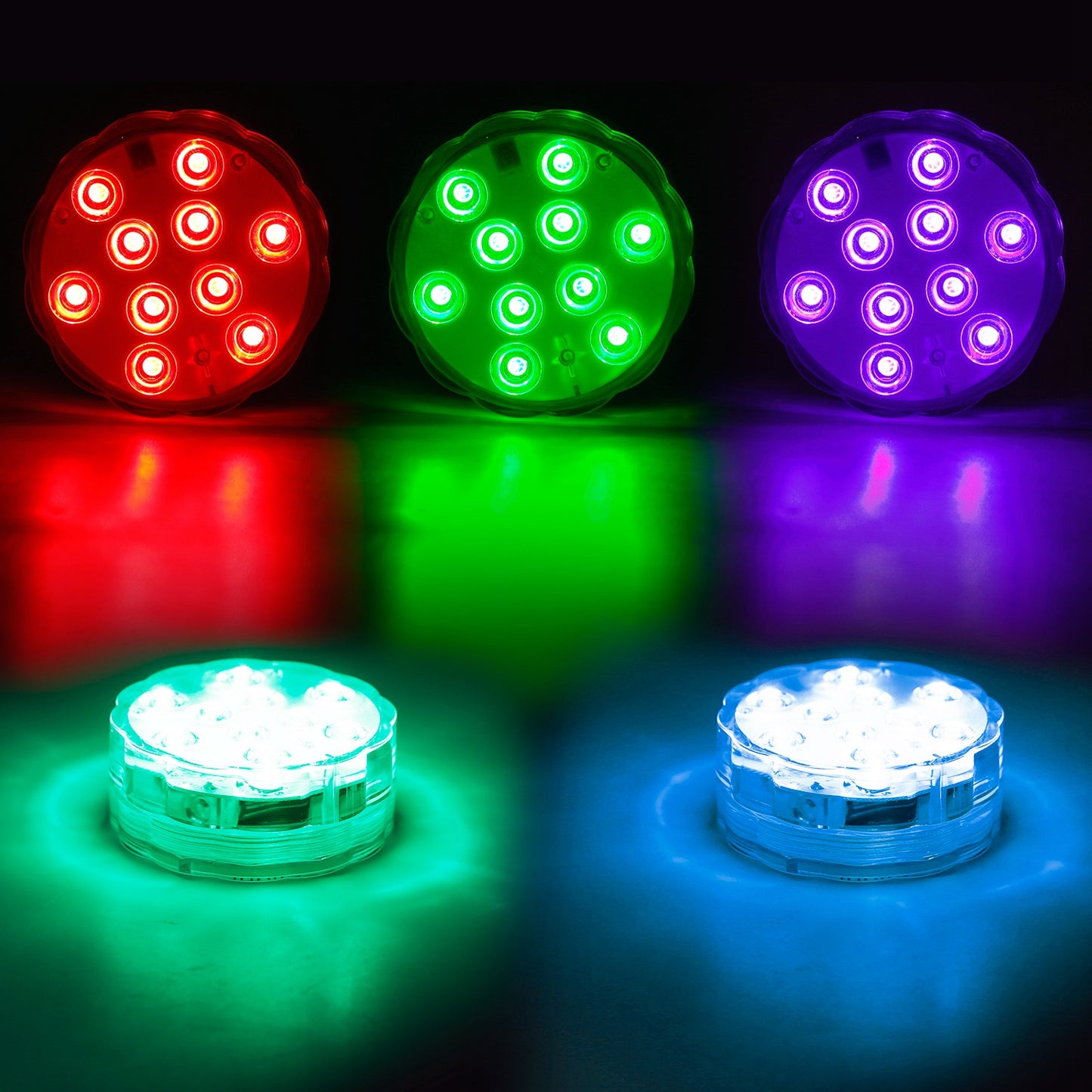 RGB Underwater Pool Lights 4-Pack with Remote Waterproof Submersible LED Decor