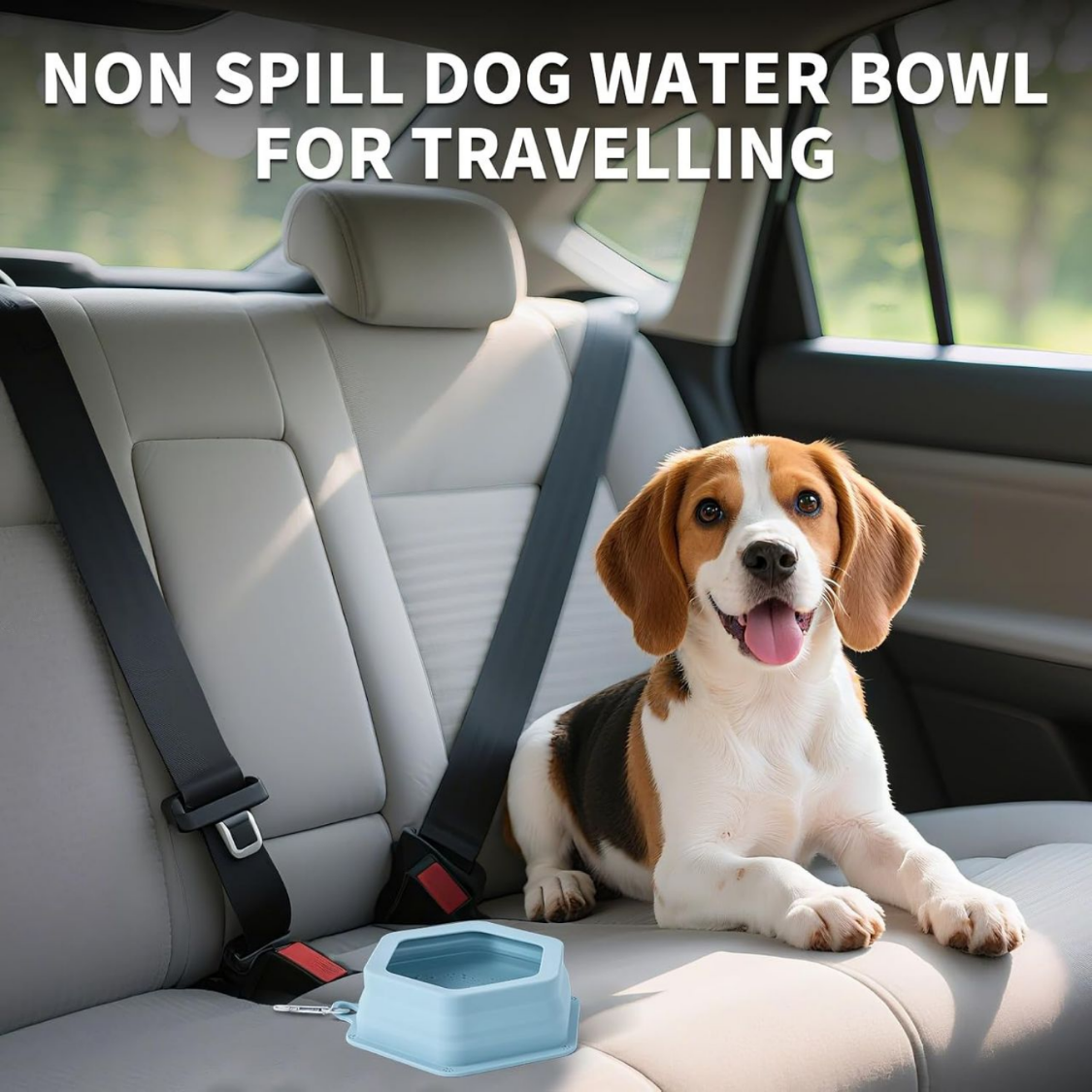Travel Collapsible Pet Water Bowl - Spill-Proof, No Splash Design for Dogs & Cats, Large 24oz Capacity, Portable Vehicle Dish