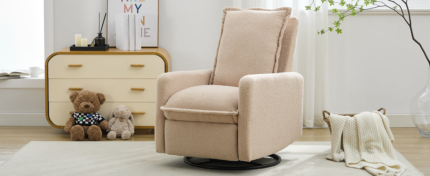 Swivel Rocker Recliner Chair - Teddy Fleece Oatmeal