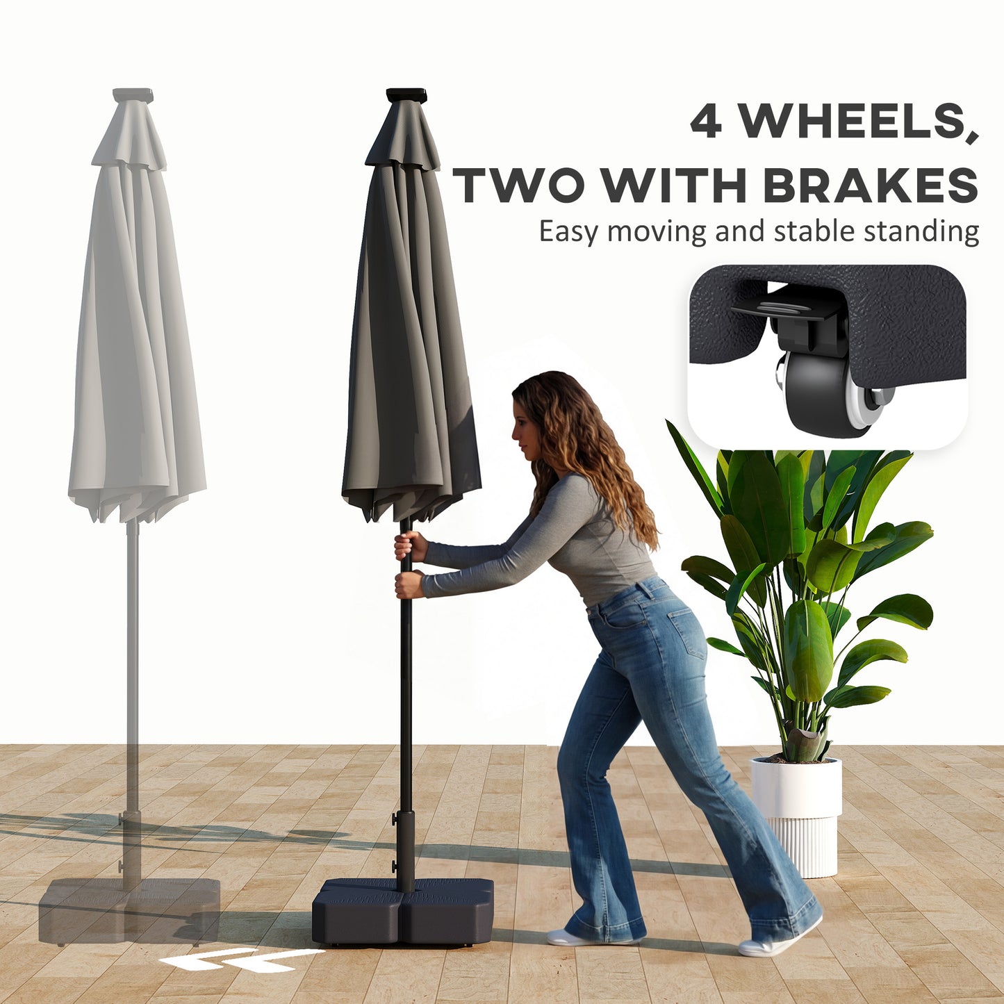 Outdoor Umbrella Base with Wheels for 1.5" & 1.89" Poles - Black