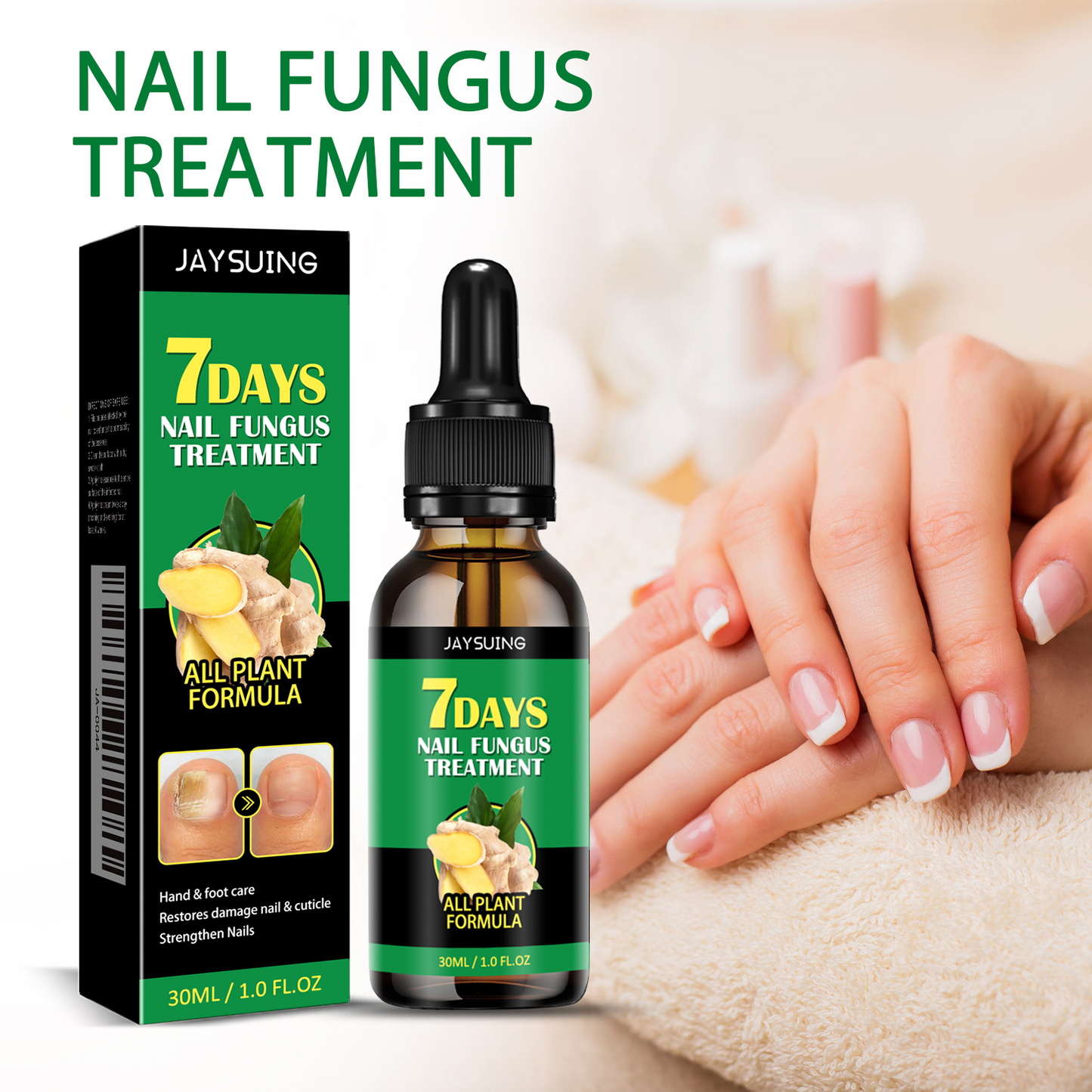 Ginger Nail Repair Solution for Fungal Treatment and Nail Restoration