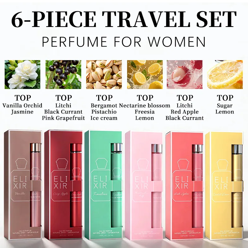 Women's 6-Piece Travel Perfume Set - Long-Lasting Floral Fragrances