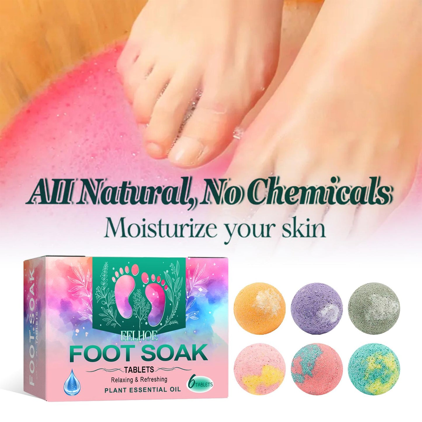 Ginger Essential Oil Foot Soak Bombs - Moisturizing & Deodorizing
