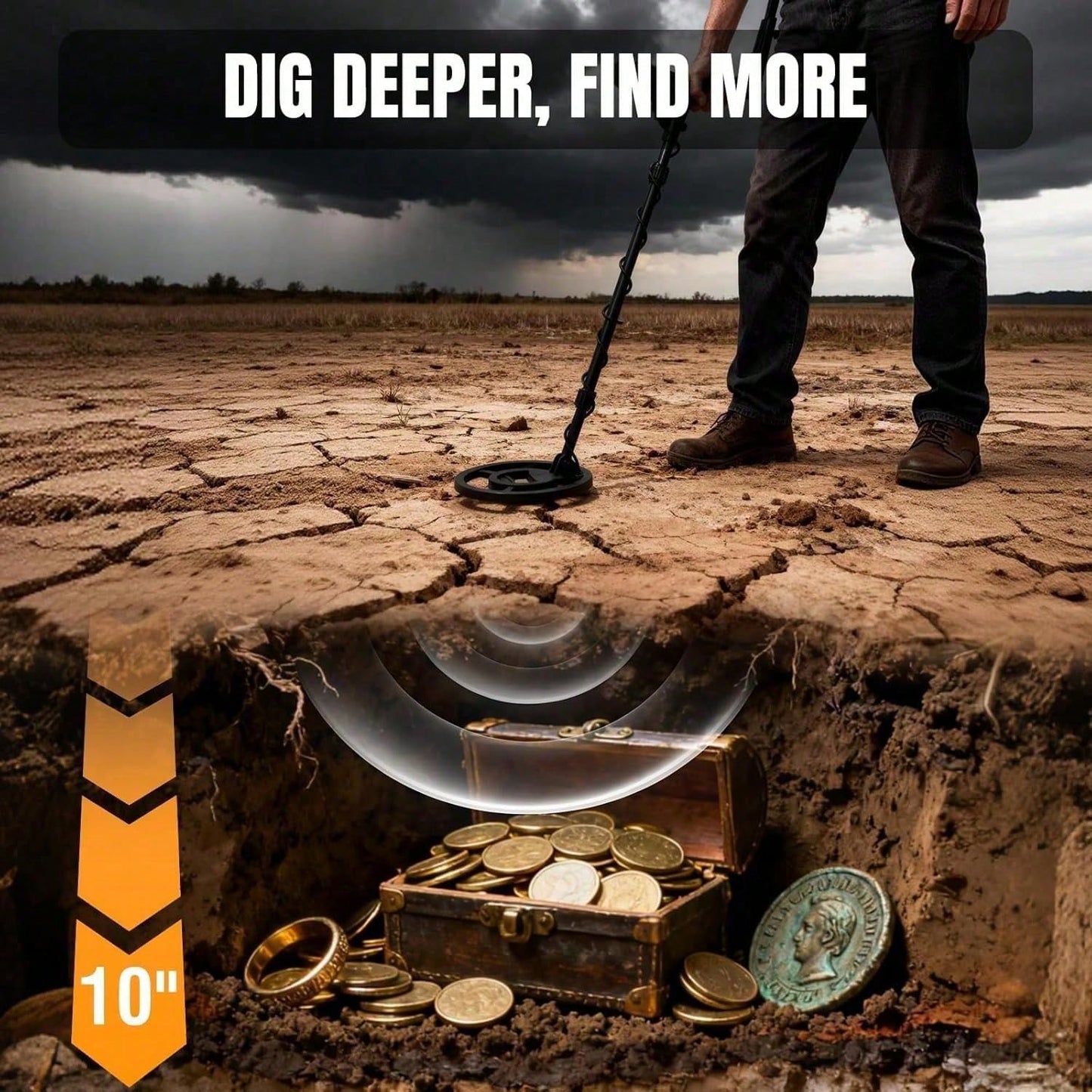 High-Precision Metal Detector with LCD Display and Waterproof Search Coil - Treasure Hunting Kit