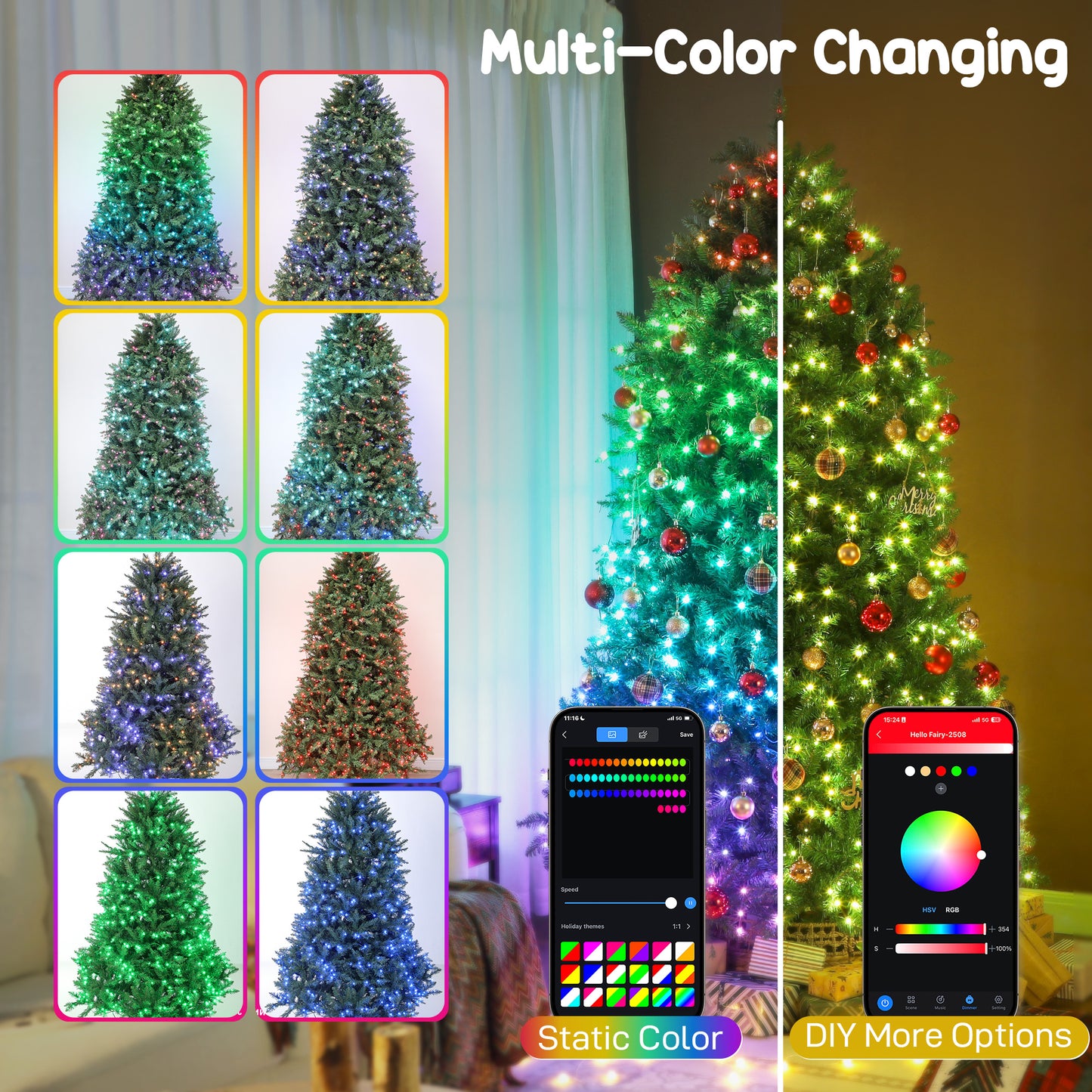6ft Prelit Christmas Tree with Smart App Control & Full Spectrum LEDs