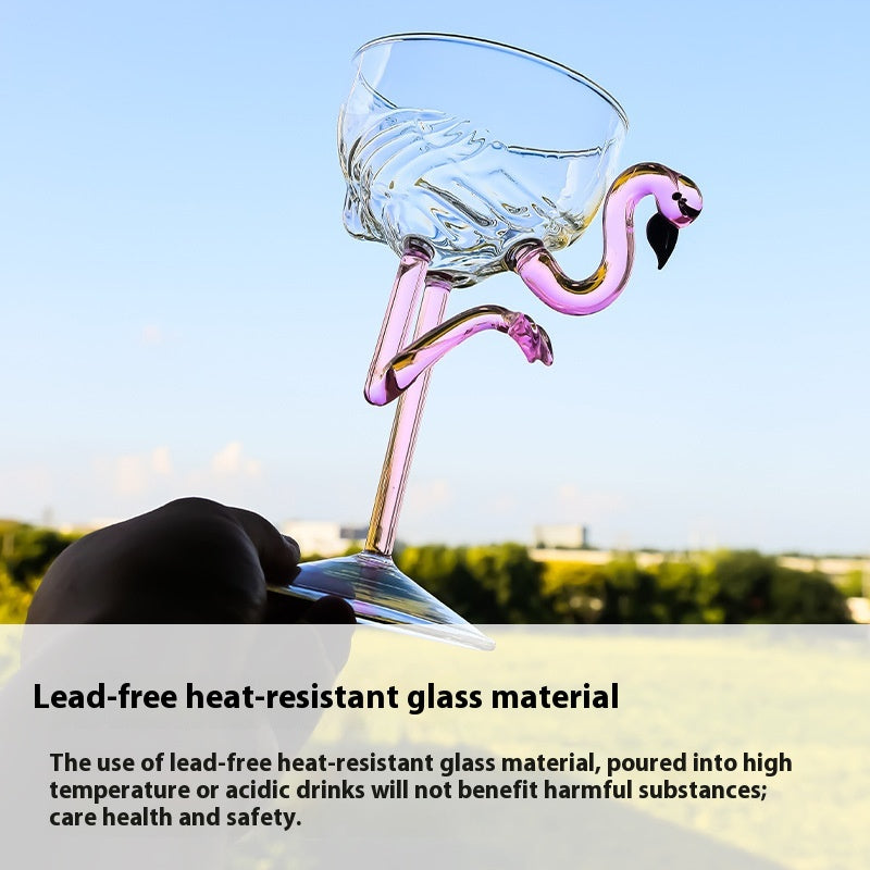 Creative Flamingo Cocktail Glass Set - Pink & Transparent Martini Stemware